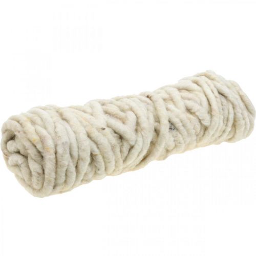 Floristik24 Cordon feutre fil mèche cordon laine blanc jaune marron L30m