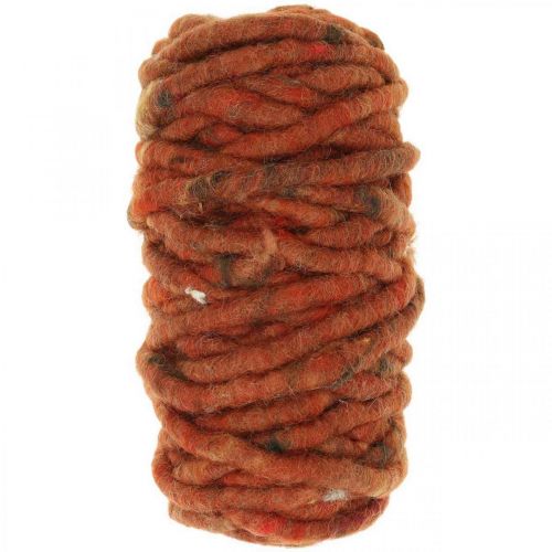 Cordon feutre cordon polaire marron, fil laine de mouton rouge 20m