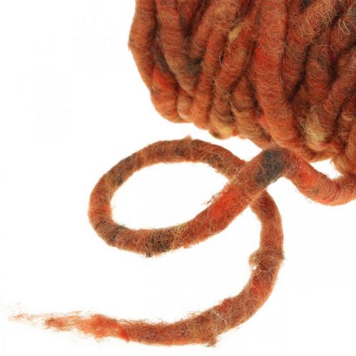 Cordon feutre cordon polaire marron, fil laine de mouton rouge 20m