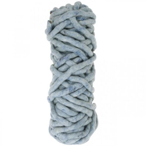 Cordon feutre polaire Mirabell 25m bleu/gris