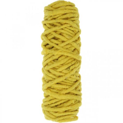 Cordon feutre laine de mouton fil de jute jaune L20m