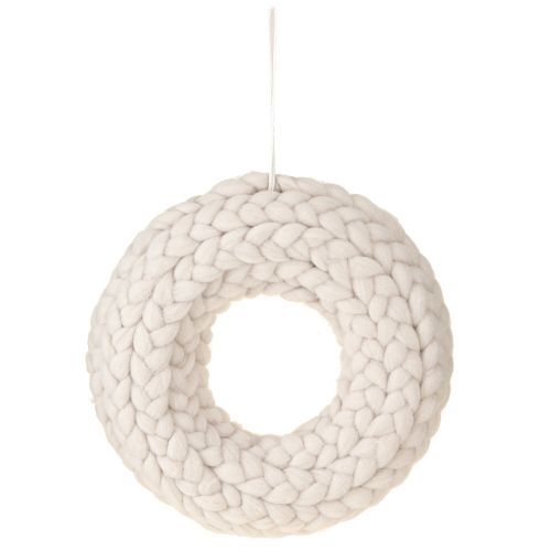 Floristik24 Couronne décorative en feutre tressé beige à suspendre Ø25cm