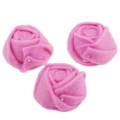 Floristik24 Feutre rose rose Ø8cm H4.5cm 6pcs