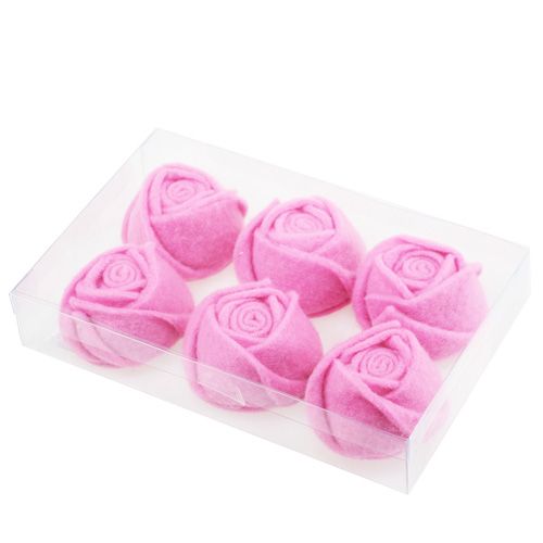 Floristik24 Feutre rose rose Ø8cm H4.5cm 6pcs