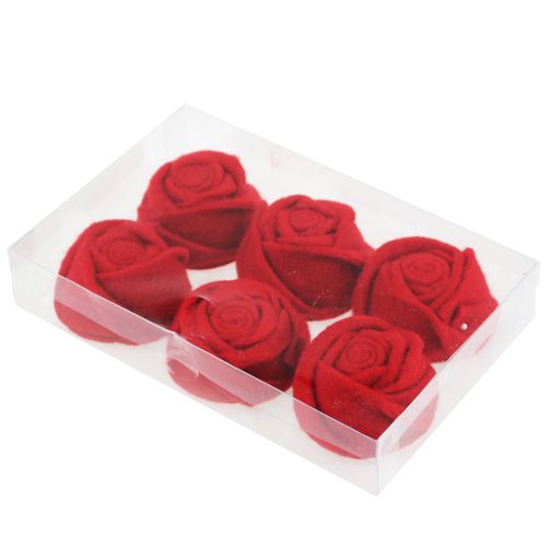 Floristik24 Feutre rose rouge Ø8cm H4cm 6pcs