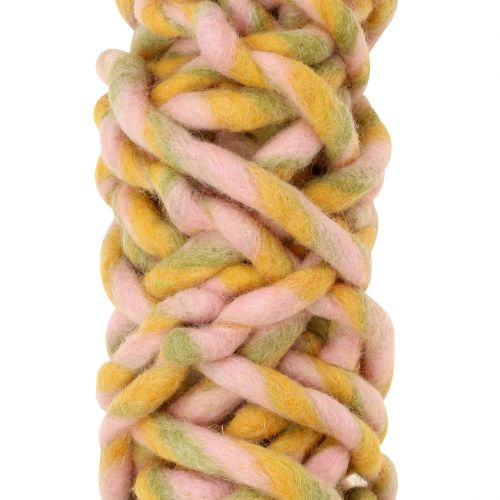 Article Ficelle de feutrine 25 m rose, jaune, verte