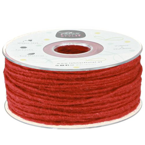 Article Cordon feutre fil de laine cordon de laine fil de mèche rouge 100m