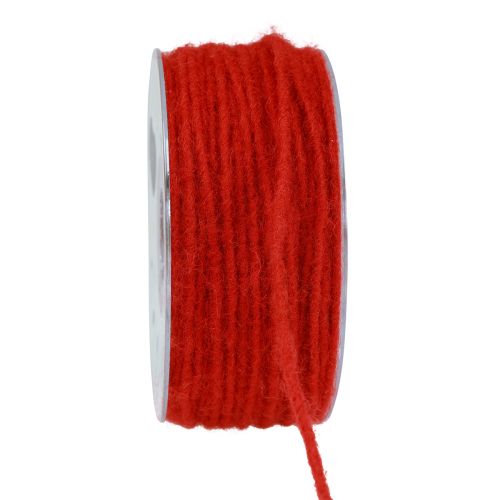 Floristik24 Cordon feutre fil de laine cordon de laine fil de mèche rouge 100m