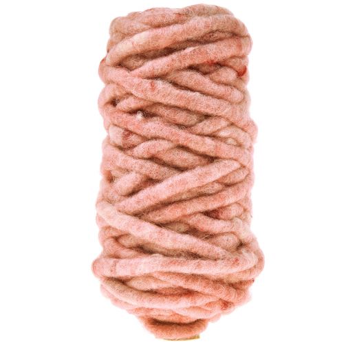 Cordon feutre cordon laine avec fil Rauris fil rose 20m