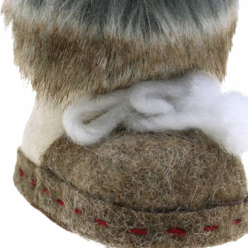 Floristik24 Décoration de Noël Bottes en feutrine avec fourrure 10cm x 8cm 2pcs