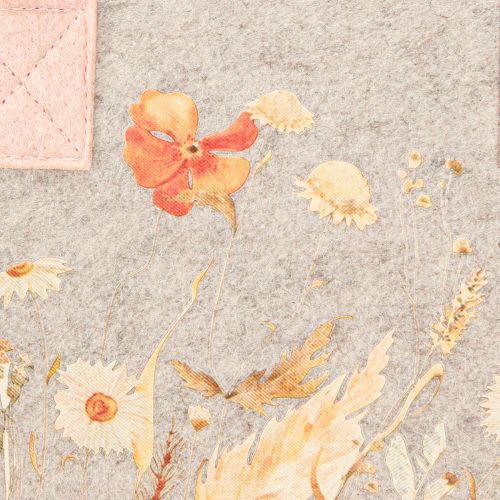 Article Sac en feutre avec motif floral – Sac cadeau et shopping durable en gris et rose 26 cm 2 pièces