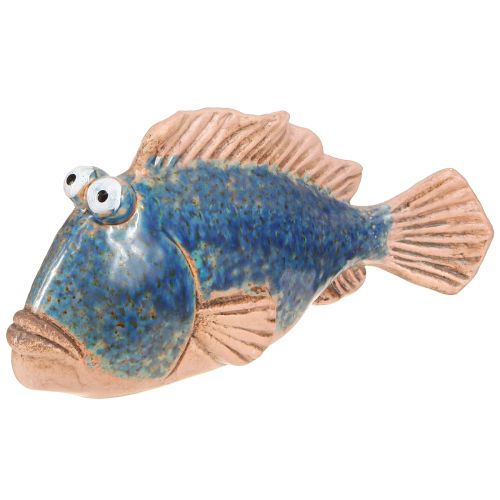 Floristik24 Décoration de poisson en céramique bleue, décoration d&#39;été naturelle 22×7×11cm