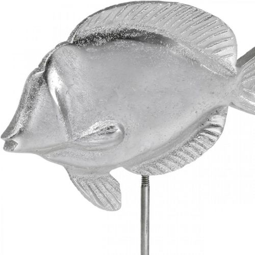 Floristik24 Poisson à poser, décoration maritime, poisson décoratif en métal argenté, couleurs naturelles H23cm