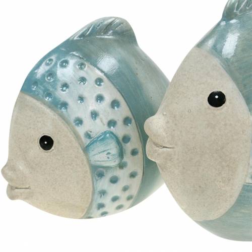 Floristik24 Poisson déco terracotta bleu, gris H14cm / 12,5cm lot de 2