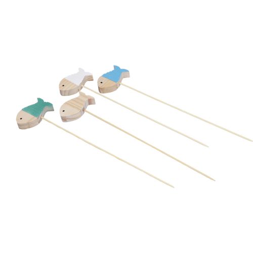 Floristik24 Bouchon de fleur décoration poisson bois décoration maritime 7×4cm 12 pcs