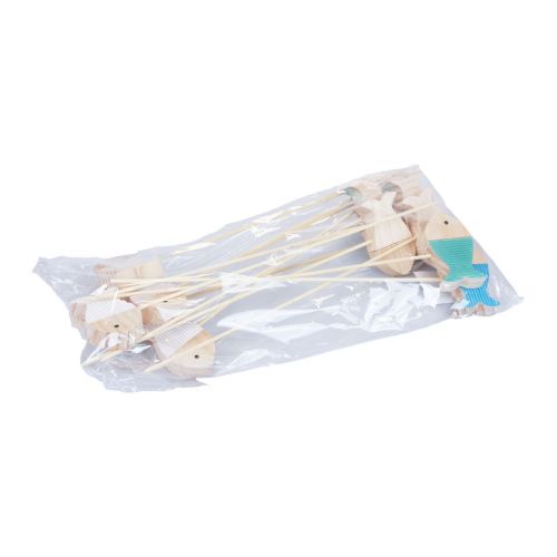 Floristik24 Bouchon de fleur décoration poisson bois décoration maritime 7×4cm 12 pcs