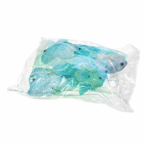 Floristik24 Poisson déco à suspendre bleu turquoise vert gris 10-22cm 5pcs