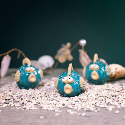 Floristik24 Déco poisson bleu, poisson en céramique, poisson en céramique, maritime L7cm 8pcs
