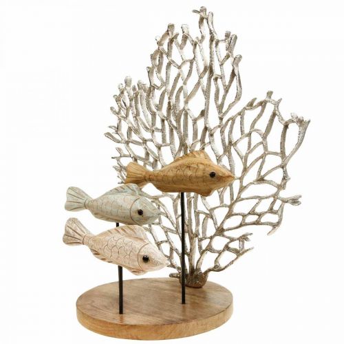 Floristik24 Déco banc de poissons, déco corail, déco poisson en bois H48,5cm