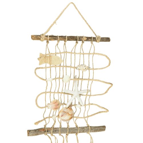 Floristik24 Filet de pêche en jute avec coquillages, décoration murale maritime 25×55cm