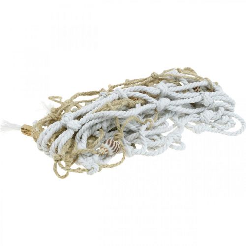 Floristik24 Filet de pêche aux coquillages et bois flotté, maritime, filet décoratif, décoration marine 72×120cm