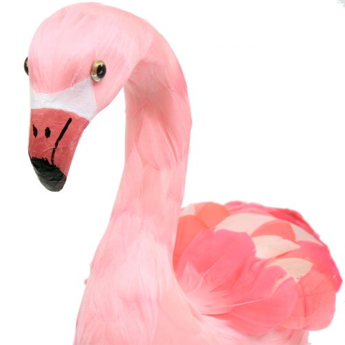 Floristik24 Flamant rose décoratif avec plumes rose H45cm