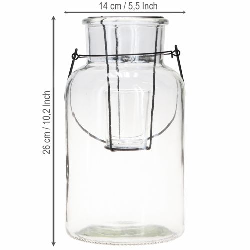 Article Lanterne déco Bouteille en verre avec Insert métal noir Ø13cm