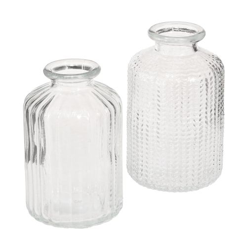 Floristik24 Vase bouteille en verre mini vases avec décor rétro H9cm 4pcs