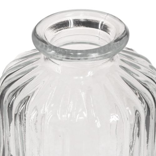 Article Vase bouteille en verre mini vases avec décor rétro H9cm 4pcs