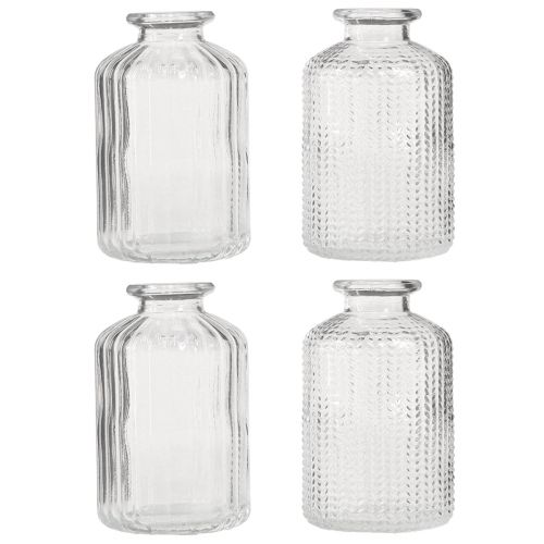 Article Vase bouteille en verre mini vases avec décor rétro H9cm 4pcs