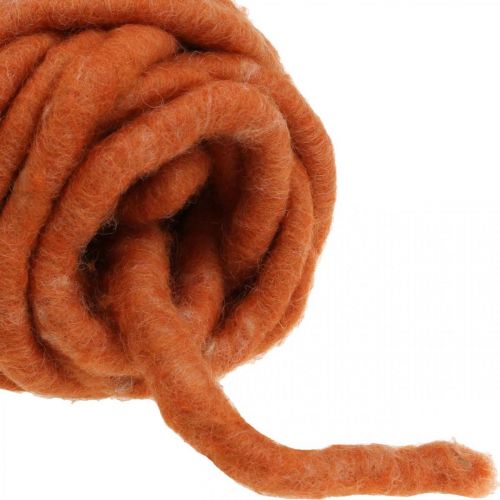 Floristik24 Cordon feutre, cordon laine, cordon feutre, laine de mouton, jute, orange, L30m