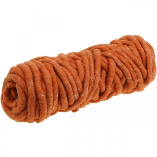Floristik24 Cordon feutre, cordon laine, cordon feutre, laine de mouton, jute, orange, L30m