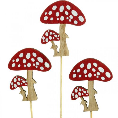 Floristik24 Amanites mouches en bois, décoration champignons, automne, bouchons de fleurs H7cm L34cm 18 pièces