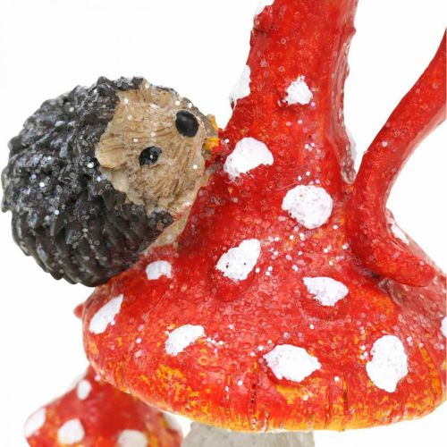 Article Amanite mouche avec décoration hérisson champignon décoration automne H14cm 2pcs