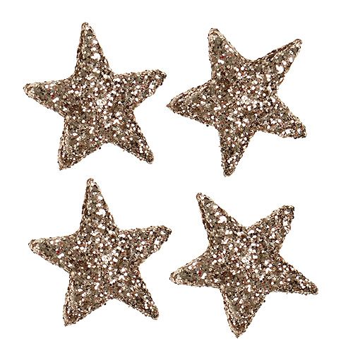 Étoiles scintillantes 2,5 cm champagne 96 pcs