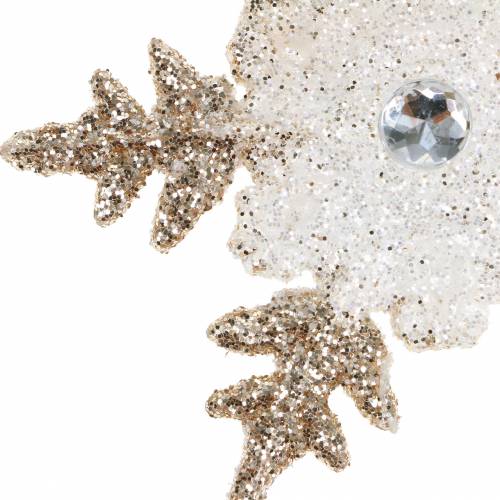 Article Décoration de sapin de Noël flocon de neige paillettes perle 2pcs