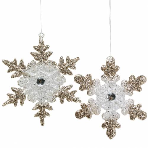 Article Décoration de sapin de Noël flocon de neige paillettes perle 2pcs