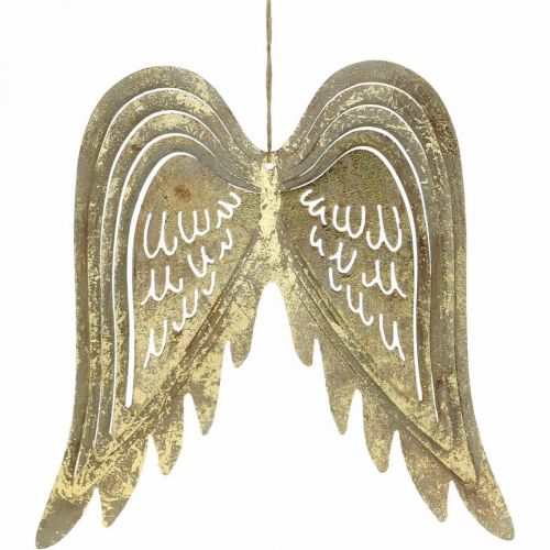 Floristik24 Décoration de Noël ailes d'ange, décoration métal, ailes à suspendre dorées, aspect antique H29.5cm L28.5cm
