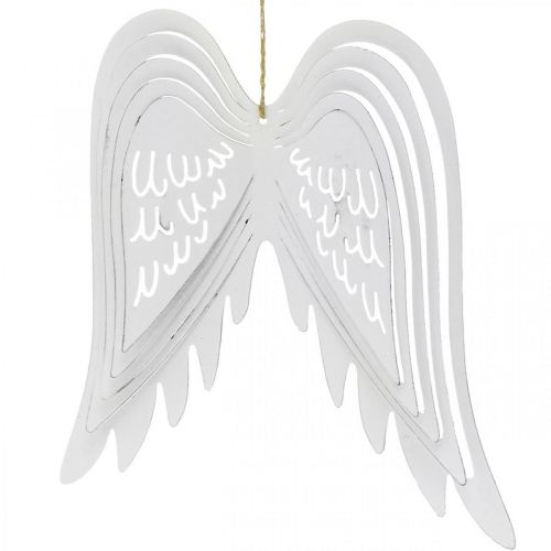 Article Ailes à suspendre, décoration de l&#39;Avent, ailes d&#39;ange en métal Blanc H29.5cm L28.5cm