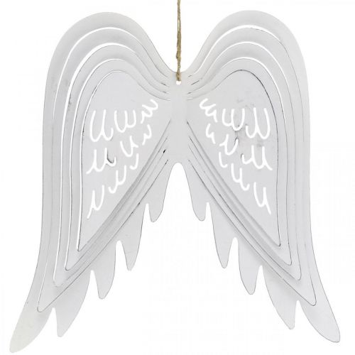 Floristik24 Ailes à suspendre, décoration de l&#39;Avent, ailes d&#39;ange en métal Blanc H29.5cm L28.5cm