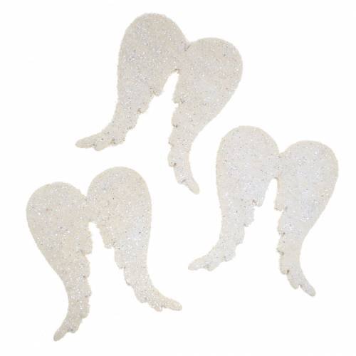 Floristik24 Décoration à disperser ailes d&#39;ange pailletées blanc 5cm 48 pcs