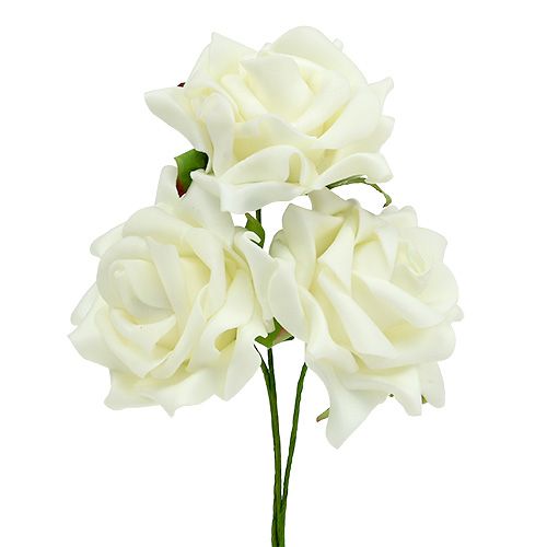 Floristik24 Rose en mousse Ø7,5cm crème 18 pcs