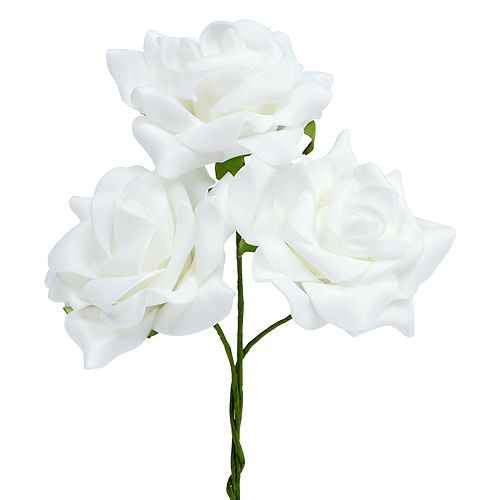 Floristik24 Rose en mousse Ø 7,5cm blanche 18 pcs