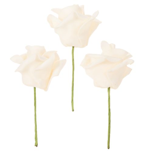 Rose artificielle crème sur tige 10 cm - Lot de 100 | Floristik24.fr
