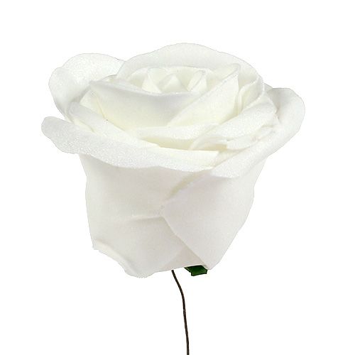 Floristik24 Mousse rose blanche avec nacre Ø7.5cm 12p