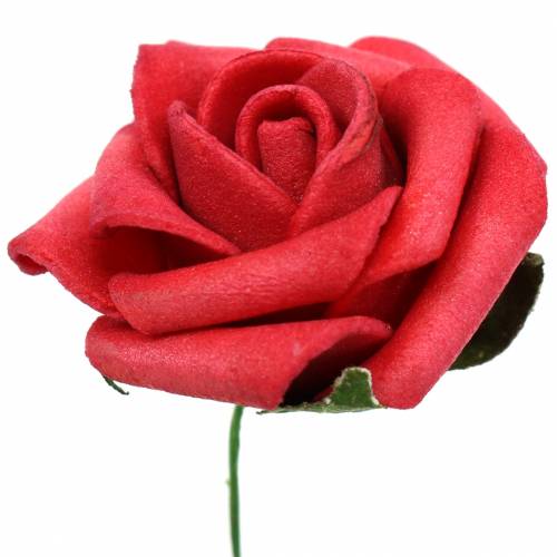 Floristik24 Rose en mousse Ø3,5cm rouge 48 pcs