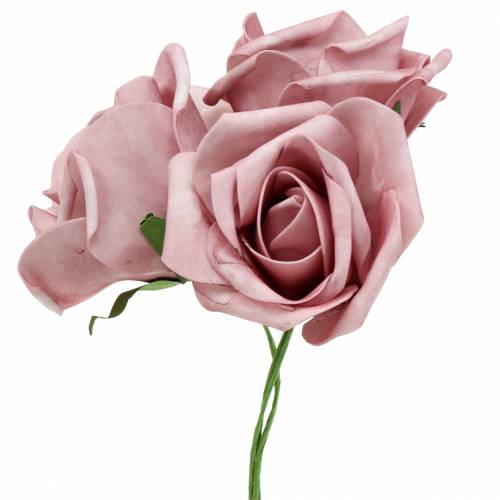 Floristik24 Rose en mousse Ø6cm vieux rose 27p