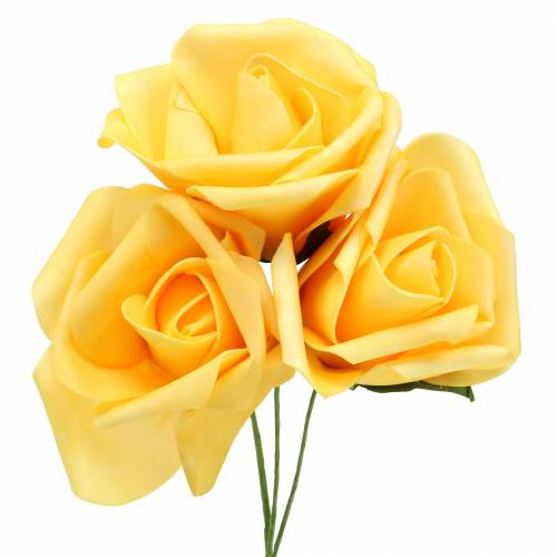 Floristik24 Rose en mousse Ø6cm jaune 27p