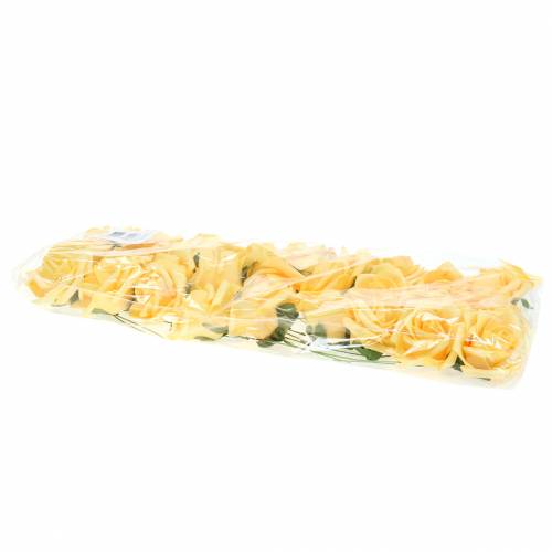 Floristik24 Rose en mousse Ø6cm jaune 27p