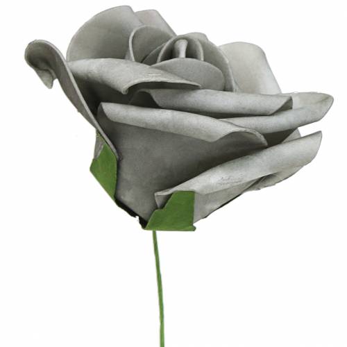Floristik24 Rose en mousse Ø10cm gris 8pcs